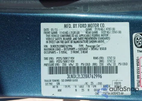 2011 Lincoln Mkz Hybrid from USA, damaged, VIN 3LNDL2L32BR762996
